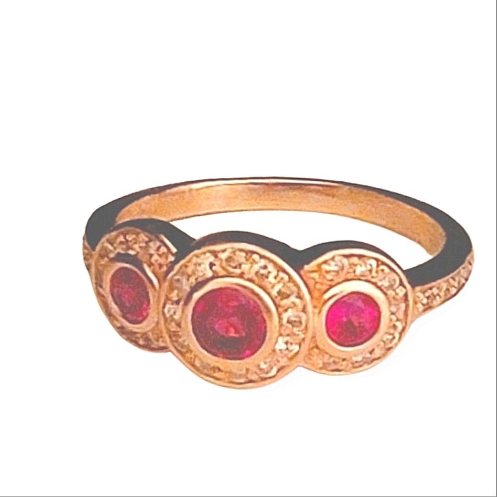 14k diamond and ruby ring   Halo Ring size 8 amazing quality genuine stones